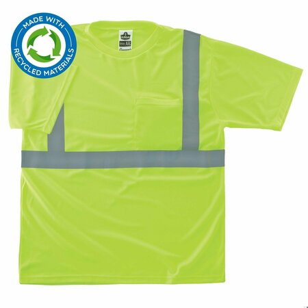 GLOWEAR BY ERGODYNE Recycled Hi-Vis T-Shirt, Class 2, Lime, M 8289-ECO